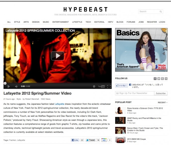 Posted Video on HYPEBEAST
