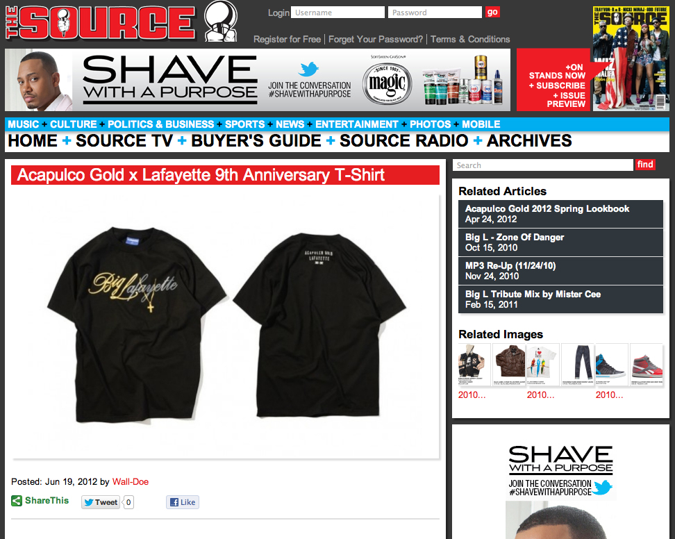 Posted “Acapulco Gold x Lafayette 9th Anniversary T-Shirt” on The Source