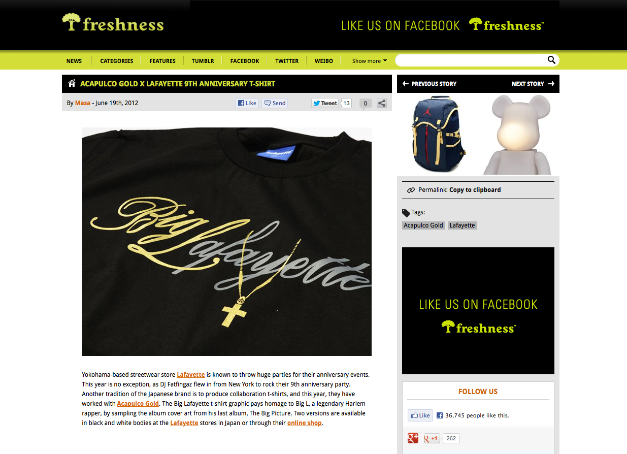 Posted “Acapulco Gold x Lafayette 9th Anniversary T-Shirt” on freshness