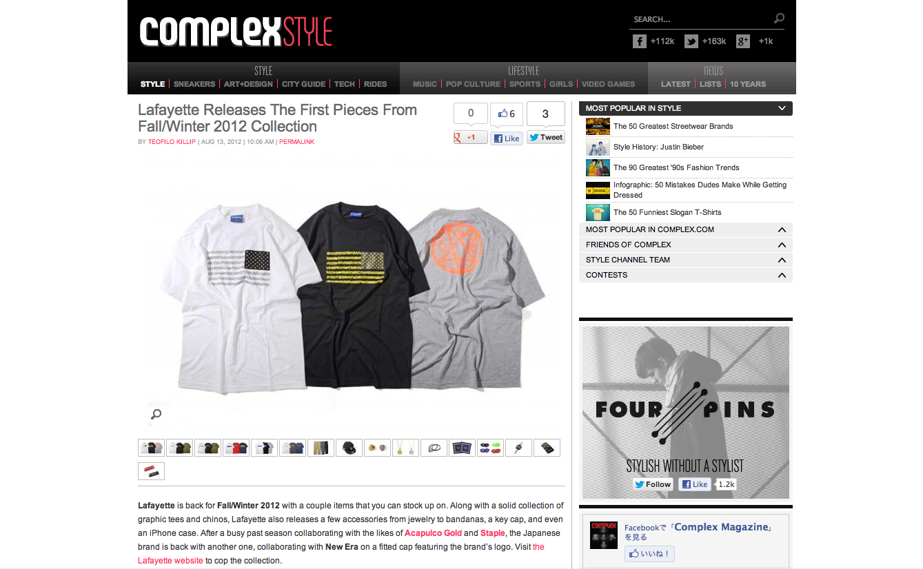 Posted “Lafayette Releases The First Pieces From Fall/Winter 2012 Collection” on Complex