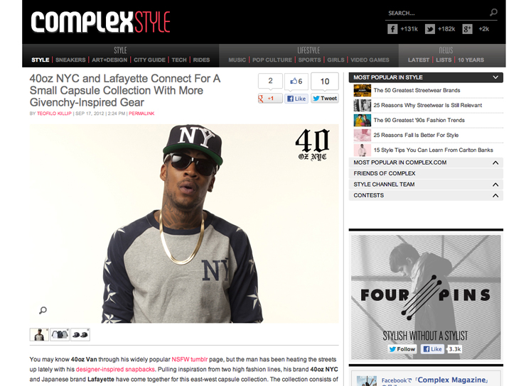 Posted “40oz NYC and Lafayette Connect For A Small Capsule Collection With More Givenchy-Inspired Gear” on Complex