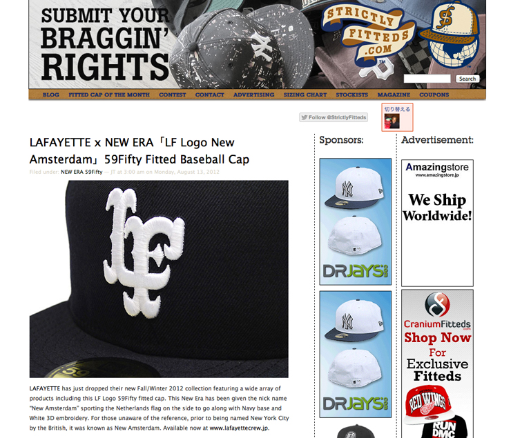 Posted “LAFAYETTE x NEW ERA「LF Logo New Amsterdam」59Fifty Fitted Baseball Cap” on  StrictlyFitteds