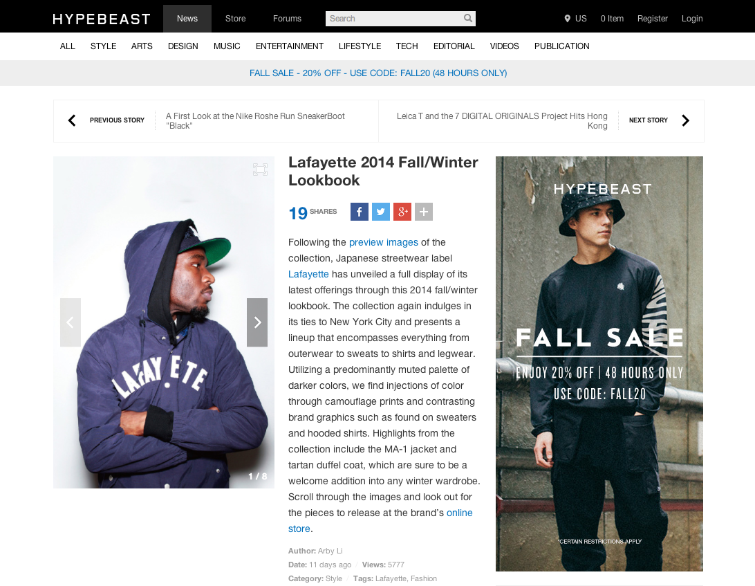 Posted “Lafayette 2014 Fall/Winter Lookbook” on HYPEBEAST