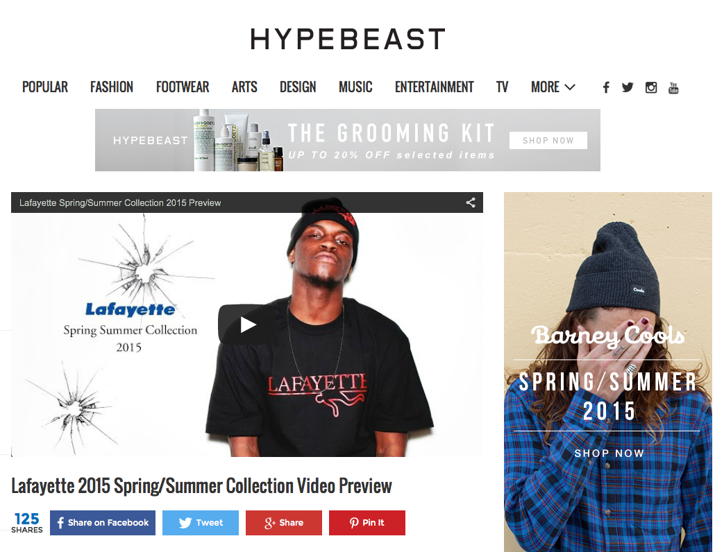 Posted “Lafayette 2015 Spring/Summer Collection Video” on HYPEBEAST